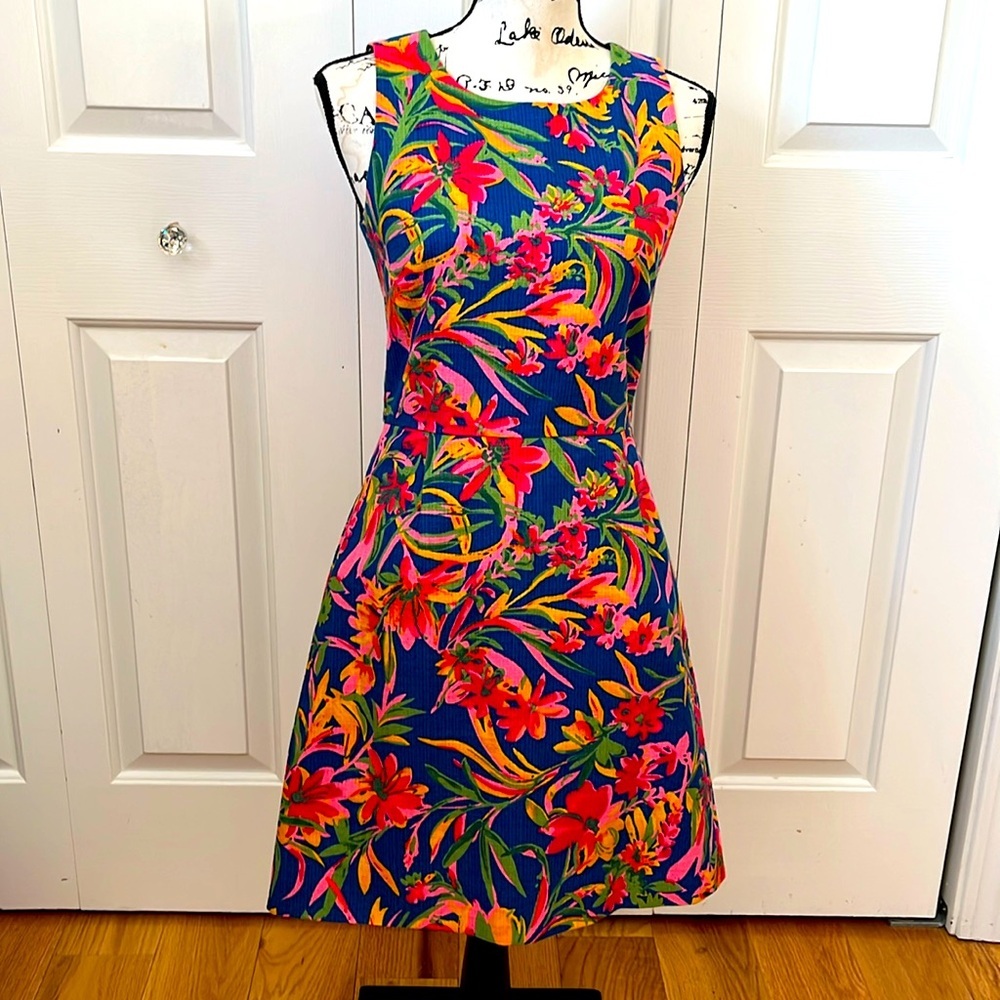 J Crew Tropical Floral Shift Dress Sz 0 - Picture 2 of 9